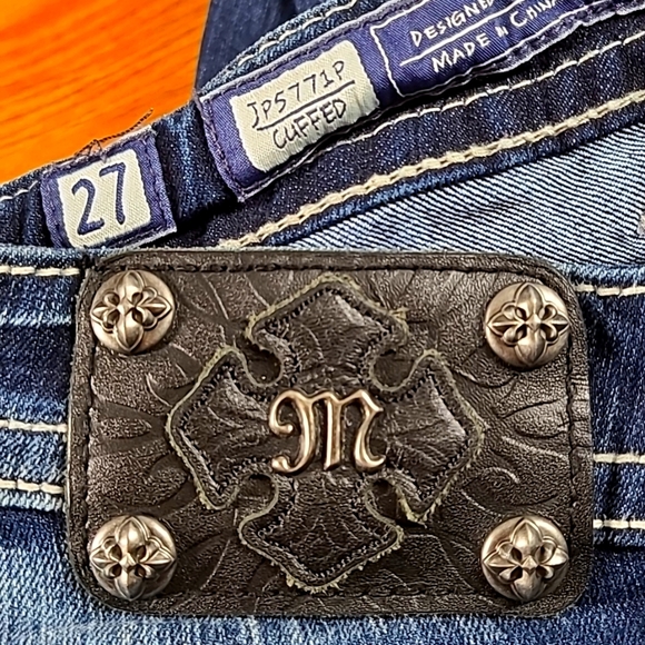 MISS ME VINTAGE WOMEN'S 27x21 BLUE INDIGO JP5771P CUFFED FADED GIRLS DENIM JEANS - Picture 8 of 8